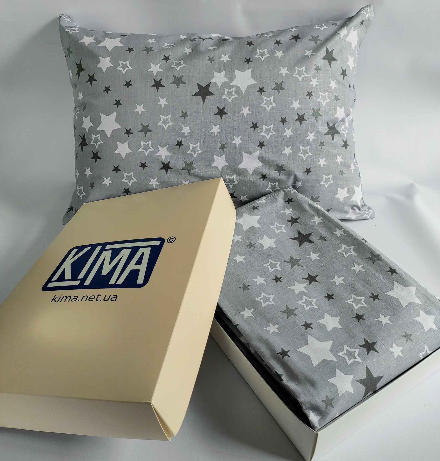 Постільна білизна двоспальна - Бязь Gold Lux - КІМА - Зірки на сірому 1040-9 фото